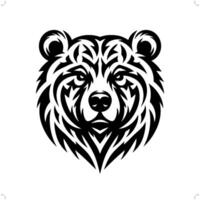 grizzly orso nel moderno tribale tatuaggio, astratto linea arte di animali, minimalista contorno. vettore