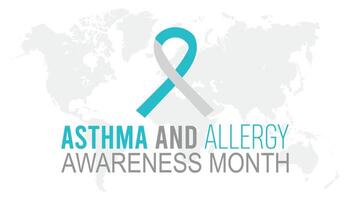 nazionale asma e allergia consapevolezza mese osservato ogni anno nel Maggio. modello per sfondo, striscione, carta, manifesto con testo iscrizione. vettore