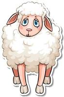 adesivo cartone animato con animali da fattoria di pecore vettore