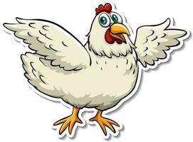 adesivo cartone animato di animali da fattoria di pollo vettore
