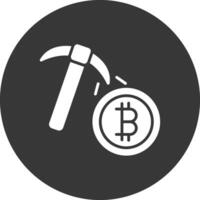 bitcoin estrazione glifo rovesciato icona vettore