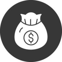 icona del glifo della borsa dei soldi invertita vettore