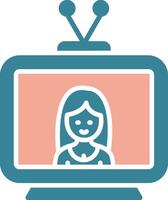 icona del glifo televisivo a due colori vettore