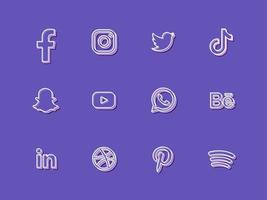 icon pack design social media vettore