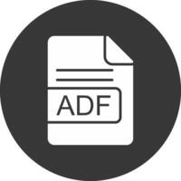 adf file formato glifo rovesciato icona vettore