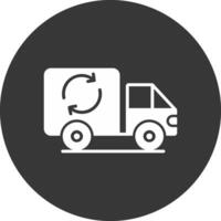 spazzatura camion glifo rovesciato icona vettore