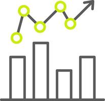 icona a due colori della linea del grafico a barre vettore