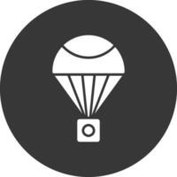 paracadute glifo rovesciato icona vettore