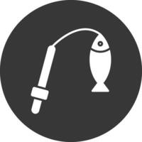 icona glifo di pesca invertito vettore