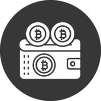 bitcoin portafoglio glifo rovesciato icona vettore