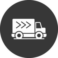 icona del glifo del camion di consegna invertito vettore