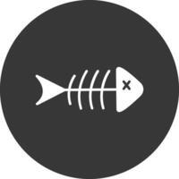 pesce scheletro glifo rovesciato icona vettore