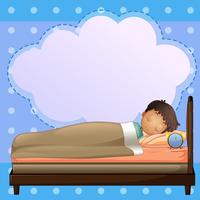 Un ragazzo che dorme profondamente con un richiamo vuoto vettore