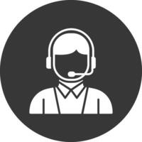 icona del glifo del servizio clienti invertito vettore