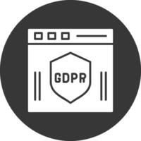 GDPR glifo rovesciato icona vettore