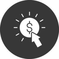icona glifo invertito pay per click vettore