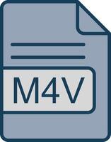 m4v file formato linea pieno grigio icona vettore