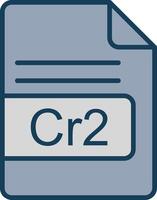 cr2 file formato linea pieno grigio icona vettore