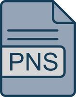 pns file formato linea pieno grigio icona vettore