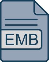 emb file formato linea pieno grigio icona vettore