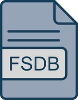 fsdb file formato linea pieno grigio icona vettore