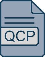 qcp file formato linea pieno grigio icona vettore