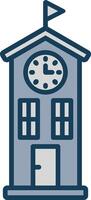 orologio Torre linea pieno grigio icona vettore