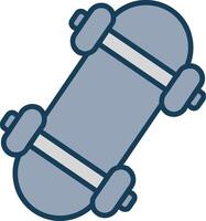skateboard linea pieno grigio icona vettore