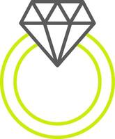icona a due colori della linea dell'anello di diamanti vettore