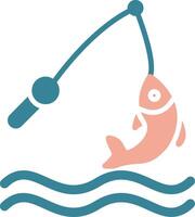 icona a due colori del glifo della pesca vettore