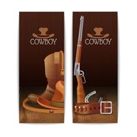 Due banner cowboy verticale vettore