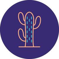 cactus linea Due colore cerchio icona vettore