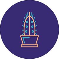 cactus linea Due colore cerchio icona vettore