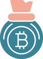 bitcoin Borsa glifo Due colore icona vettore