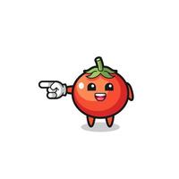 cartone animato di pomodori con gesto di puntamento a sinistra vettore