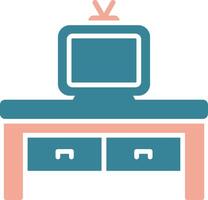 icona a due colori del glifo della tabella tv vettore