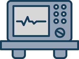 ecg dispositivo linea pieno grigio icona vettore