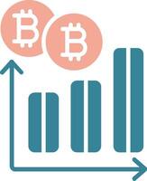 bitcoin grafico glifo Due colore icona vettore