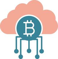 nube bitcoin glifo Due colore icona vettore