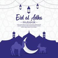 eid al adha mubarak islamico saluto carta sfondo vettore