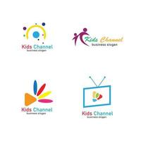 modello di progettazione dell'icona del logo del canale per bambini. illustrazione vettoriale