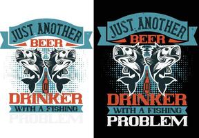 design t-shirt da pesca vettore