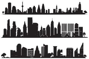 città edifici silhouette illustrazione gratuito design isolato su bianca sfondo vettore