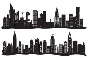 impostato di silhouette di città con nero colore illustrazione gratuito design vettore