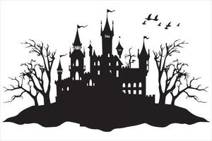 Halloween strega Casa nero silhouette vettore
