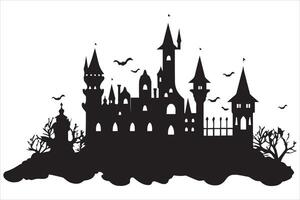 Halloween strega Casa silhouette design vettore