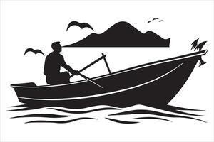 pescatore pesca silhouette illustrazione vettore