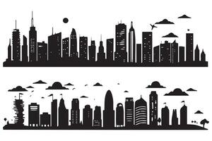 impostato di città silhouette gratuito design vettore