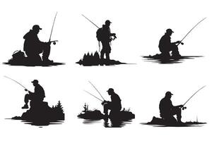 pescatore pesca silhouette illustrazione vettore