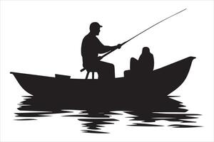 pescatore pesca silhouette illustrazione vettore